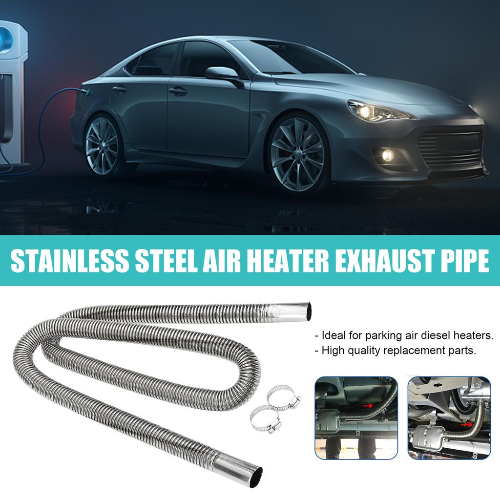 200cm Stainless Steel Exhaust Pipe with Two Clips Air Diesel Heater Car Parking Exhaust Pipe for Power Generators Car Heating