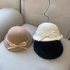French Lace Mesh Woolen Top Hat Women's Autumn and Winter British Style Fisherman's Hat Elegant Small Basin Hat Wide Brim Design