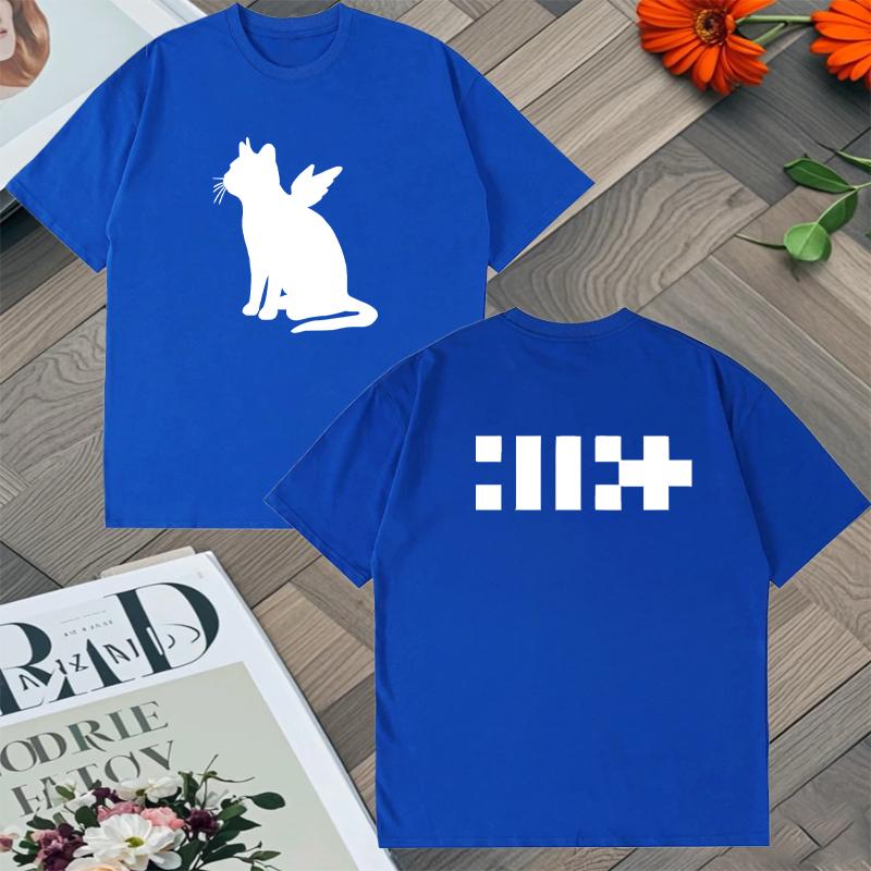 Illit KPOP Girl Band T-shirt paired with double-sided printed album Gato Angel style Korean cotton men's loose casual Y2K unisex T-shirt