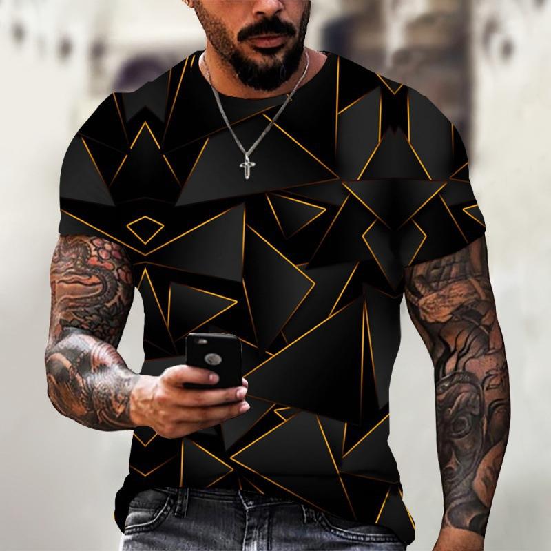 Summer Round Neck 3D Terrifying Magma Print Top Fashionable Casual Short Sleeved Men's T-shirts
