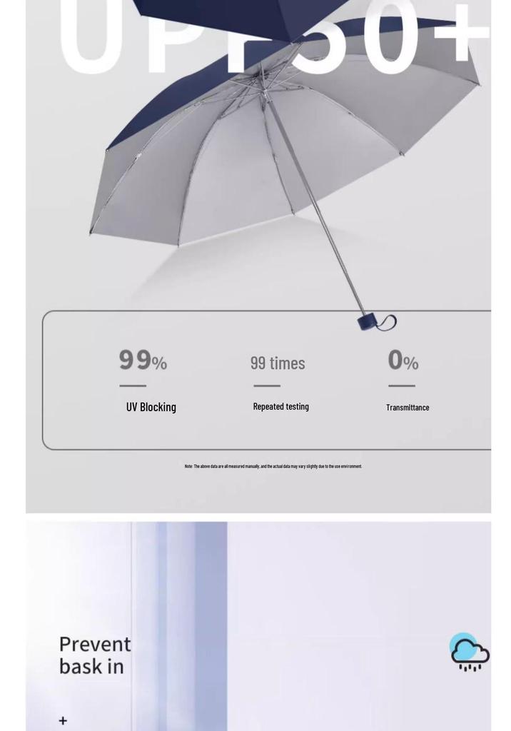 Tianti 336T Silver Coated Three-Fold Sun & Rain Umbrella with UV Protection - Custom Logo Option