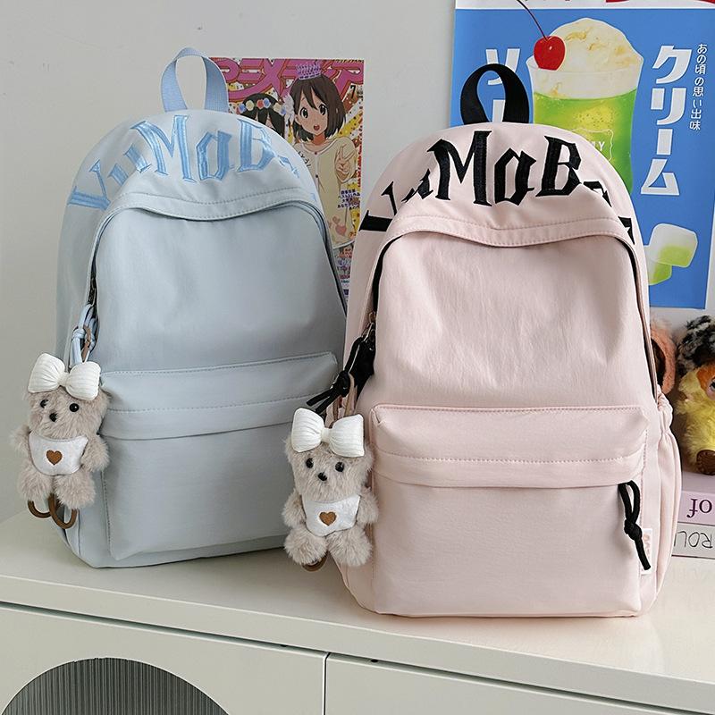 Schoolbag new Japanese ins style female student embroidered schoolbag simple large capacity lightweight backpack campus commuter backpack