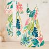 Women Plus Size Two Piece Set Short Sleeve Cardigan Tropical Leaf Printed Strappy V Neck Flared Dress