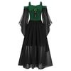 Halloween Gothic Dresses for Girls Butterfly Sleeve Lace Up Dress Cold Shoulder Flowy Medieval Cosplay Dress