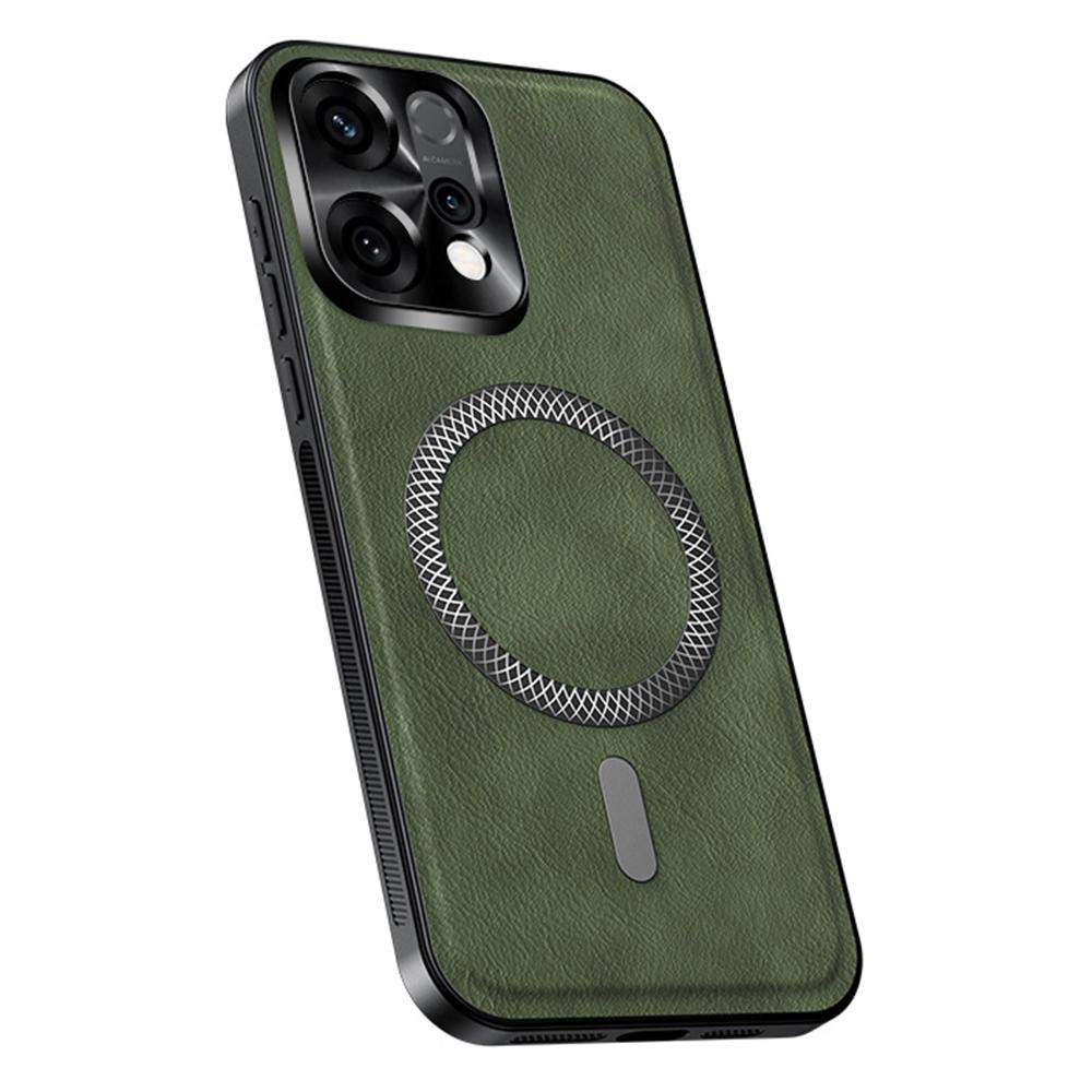 For Oppo Reno14 5G (Global) Deksel Kompatibelt med MagSafe PU TPU PC Telefon Bakdeksel med Metall Linseramme