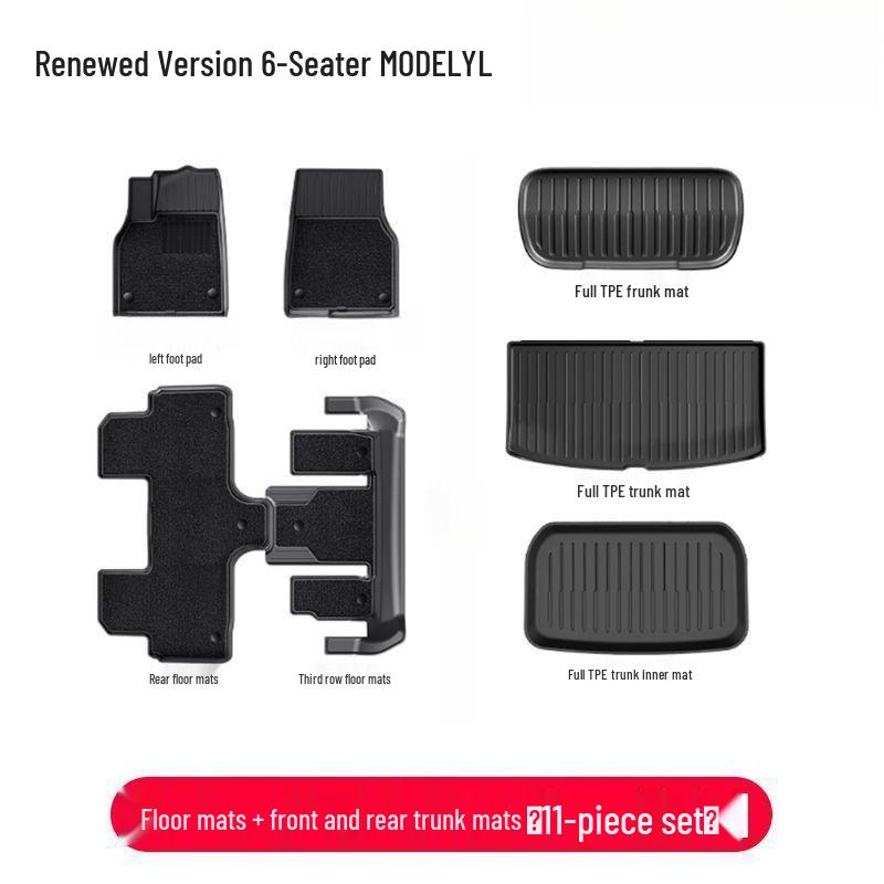 Custom TPE Full Surround Foot Pads for Tesla Model Y - Complete Interior Modification Accessories Set