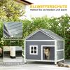 Wooden Cat House, 2-Story Cat Den with Waterproof Flip-Up Roof, Side Platform, 101x72.5x81cm, Grey