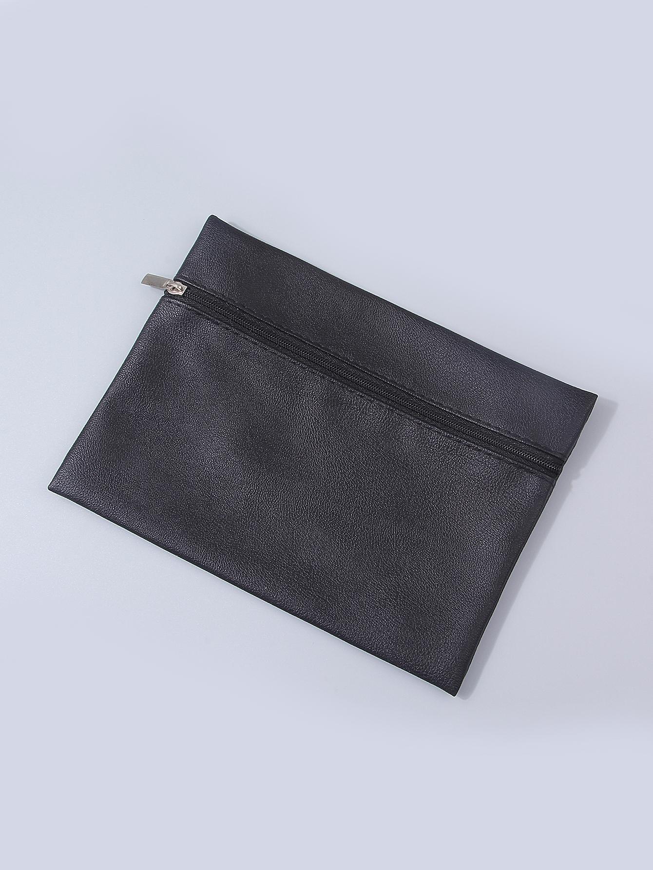 

Travel Makeup Brush Storage Bag Portable Envelope Bag Foldable Cosmetic Bag PU Leather Large Capacity Storage Tool чёрный