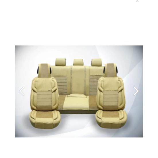 Car Seat Cover Leather And Fabric Set Beige Color V.i.p Super Lux