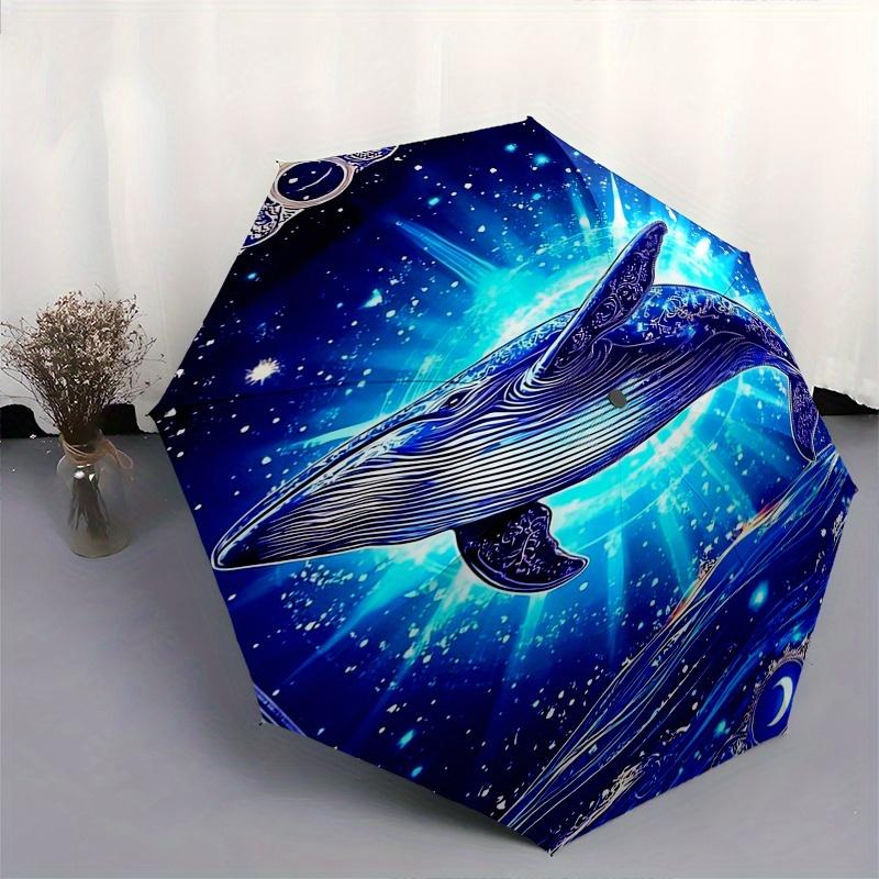 Whale, Cosmic Theme 8 Bone Hand Automatic Folding Fashion Umbrella, Compact and Portable Design, A Perfect Gift for Birthday, Christmas or B