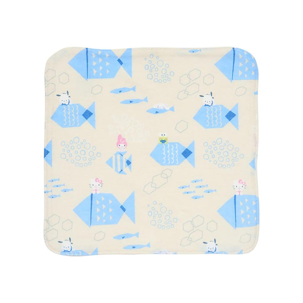 Sanrio Baby Organic Handkerchief with Fish and Sanrio W x D x 306614 Skin-Friendly Characters, Cotton, Approx. 9.9" 0.2" 9.9" H, Baby/Children's Gift,
