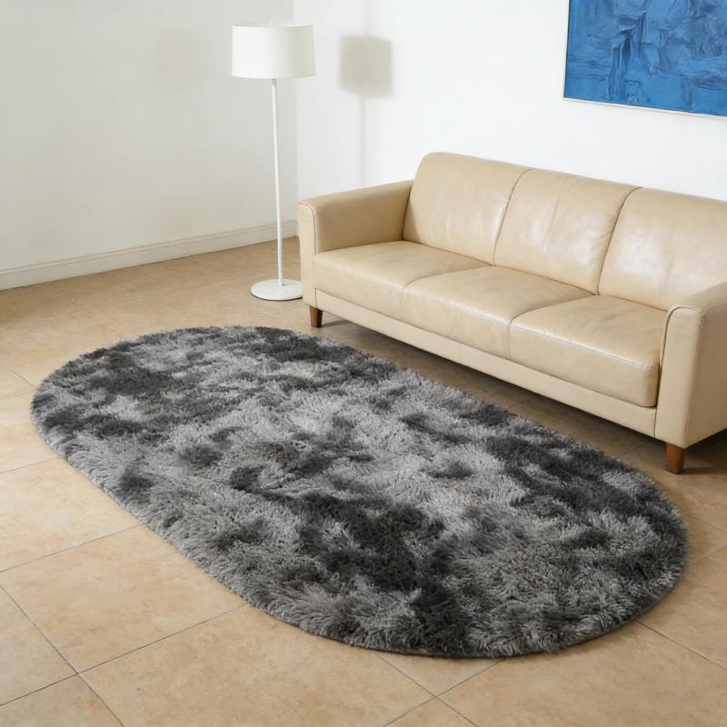 Rainbow Plush Carpet Oval Fluffy Rug For Girl Bedroom Long Pile Soft Beside Mat Large Area Rug Living Room Shaggy Kids Playroom Mat