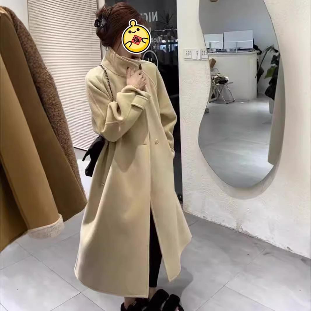 

Новое двухстороннее шерстяное пальто длинное корейское свободное повседневное шерстяное пальто M