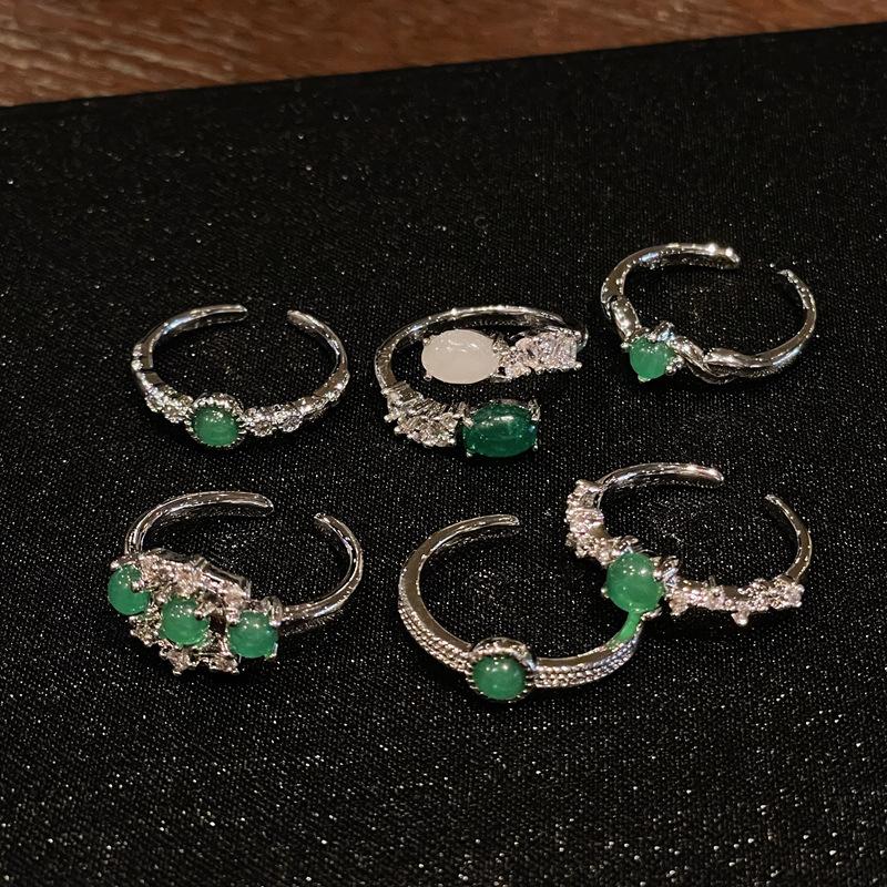 Emerald Series Open Ring Niche Design Simple Fashion Light Luxury Accessories Women