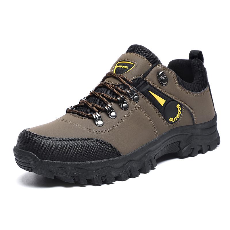 Hot Sale Black Walking Shoes Men Leather Waterproof Hiking Shoes For Men Climbing Shoes Outdoor Non-slip Men's Sports Sneakers