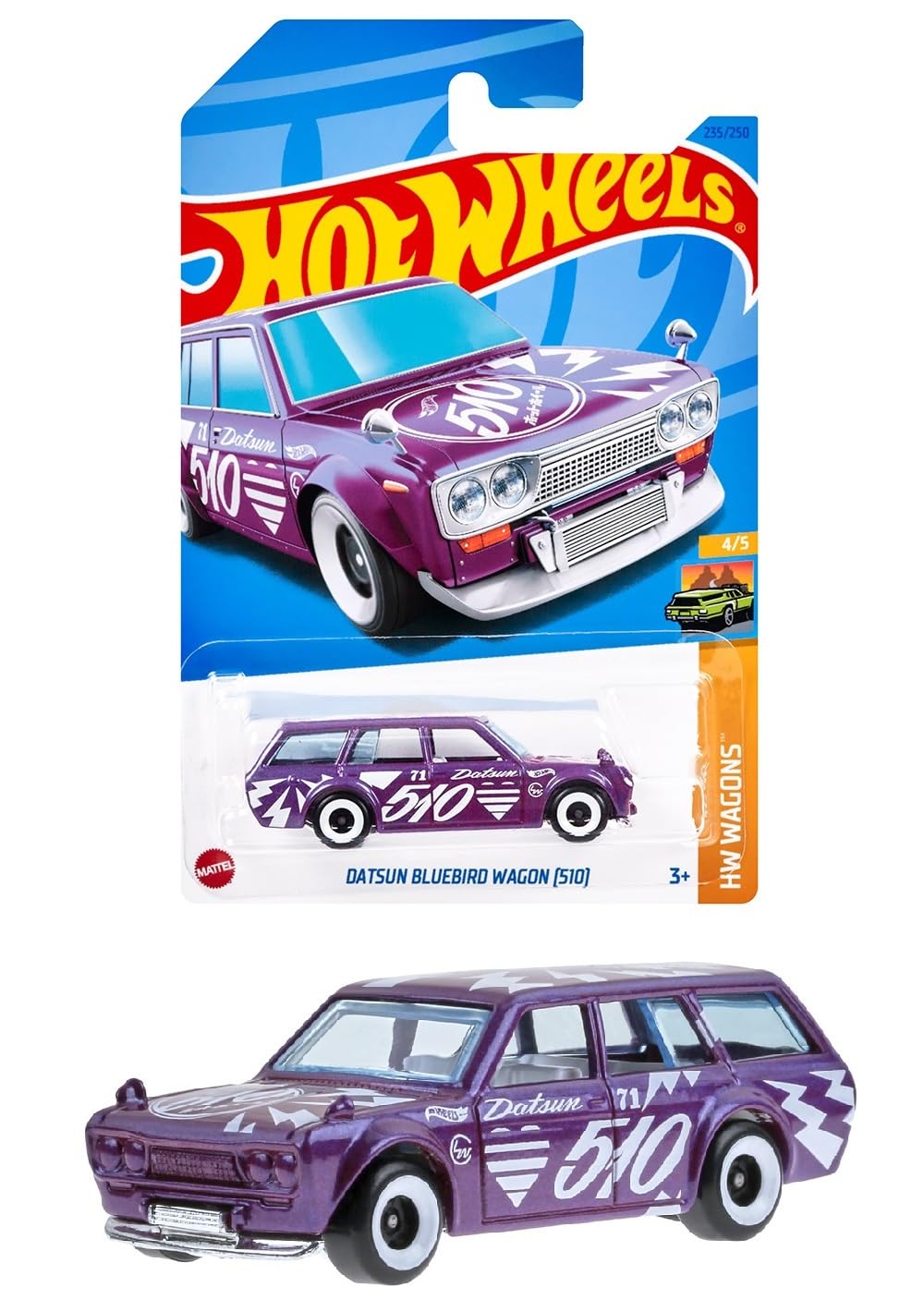 

Hot Wheels Basic Car Datsun Bluebird Wagon 50 лет и HNK58 (510) [3 вверх]