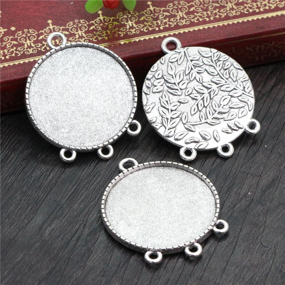 5pcs 30mm Inner Size Antique Silver Plated and Antique Bronze Classic Style Cabochon Base Setting Charms Pendant