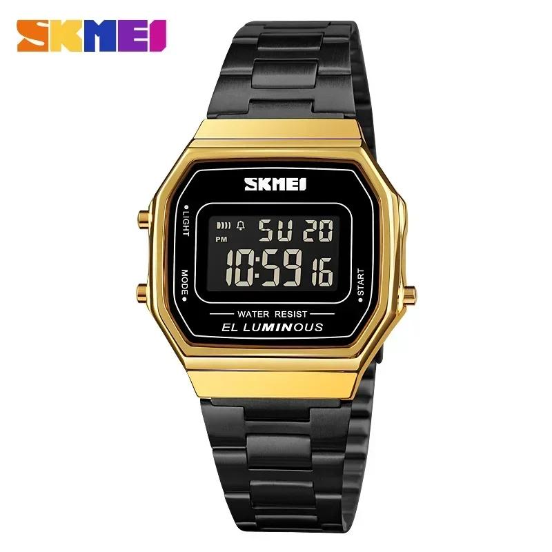 SKMEI 1647 Men Reloj Hombre Retro LED Digital Male Watches Casual Simple Mens Wristwatches Stainless Steel Band Waterproof Watch