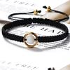 Cat Eye Braided Bracelet Handmade Metal Circle Spacer Chain Adjustable Couple Bracelets Jewelry Gift