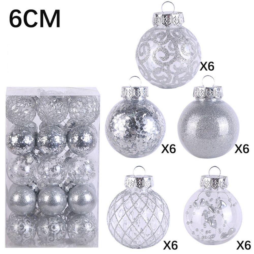 Plastic Christmas Tree Balls 6CM Xmas Baubles Fashion Christmas Ball Set  Home