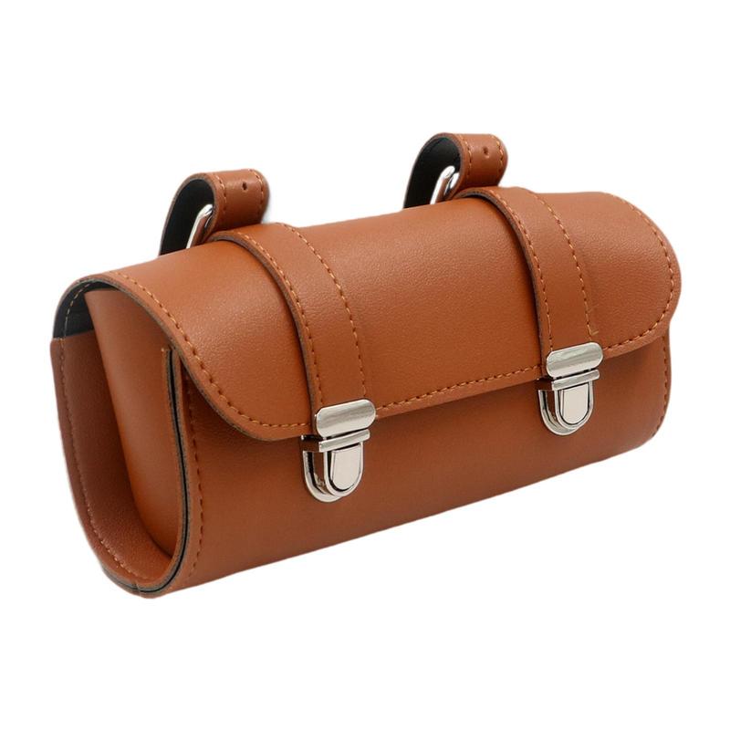 

Vintage Motorcycle Tail Bag Easy Install PU Leather Frame Bag Side Saddlebag for Outdoor Riding