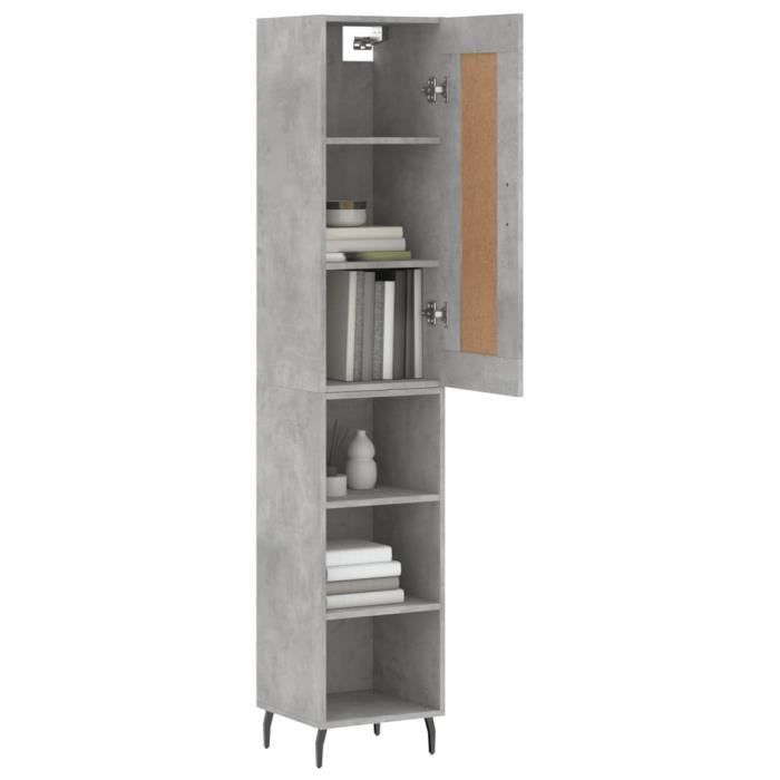 VidaXL Buffet haut Gris béton 34,5x34x180 cm Bois d'ingénierie 3200341