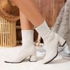 Women High-heeled Boots Temperament Pointed Leather Boots Fashion High Heels Ankle Boot Slim Fit Elastic Socks Boots Botas Mujer