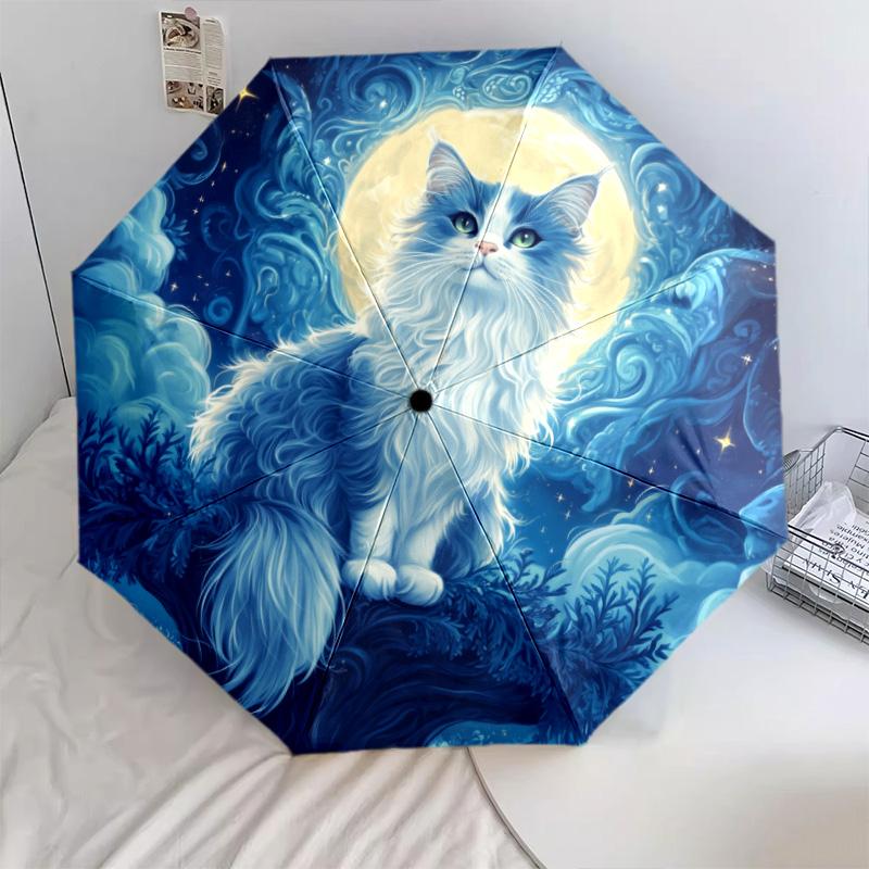 Mondlicht-Tiere Muster, automatischer Klappschirm, tragbares und faltbares Design, 8 Schirmstäbe, ein Weihnachts- oder Geburtstagsgeschenk.