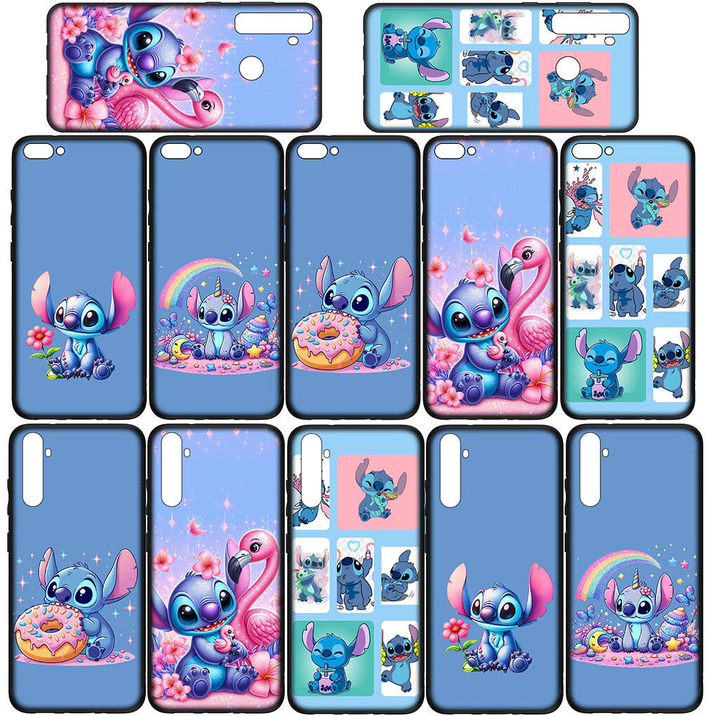 Cover for iPhone 17 16 15 Xiaomi Poco Redmi Note 14 13 12 11 Pro 9 16e Samsung Galaxy S25 S24 S23 OPPO Huawei Blue Lilo Cartoon Stitch Pink Phone Case