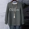 Ladies' Christmas Printed Round Neck Long Sleeved T-shirt Sweatshirt Top