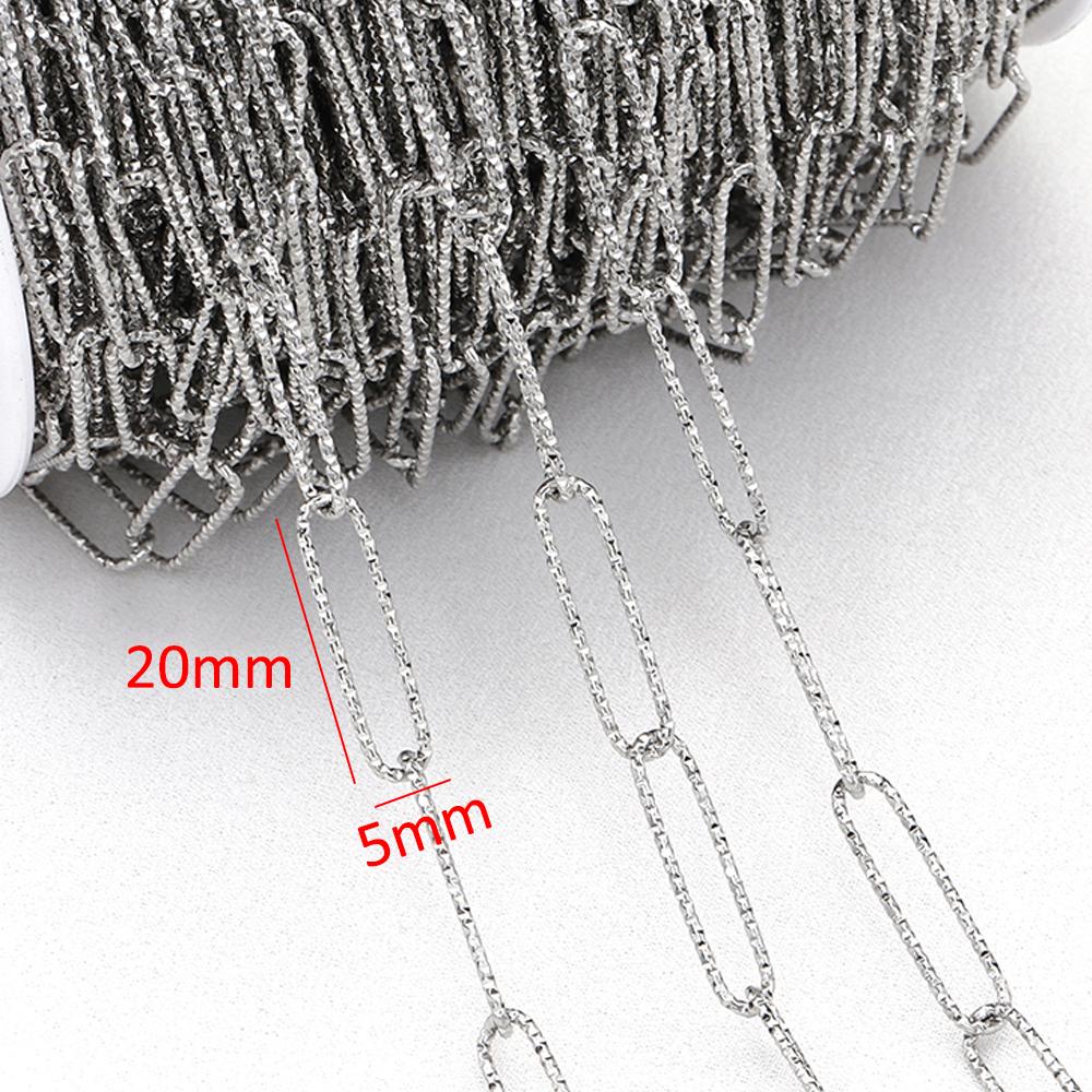 

No Fade 2Meters 1Meter Stainless Steel Gold Color Textrued Long Oval Link Chains for Necklace Bracelet Jewelry Making DIY 1 Meter