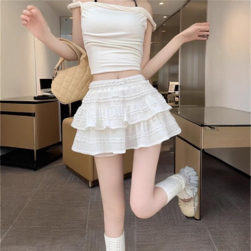 Elastic Waist Puff Cake Midi Skirt, Slimming Ballet Dress for Girls