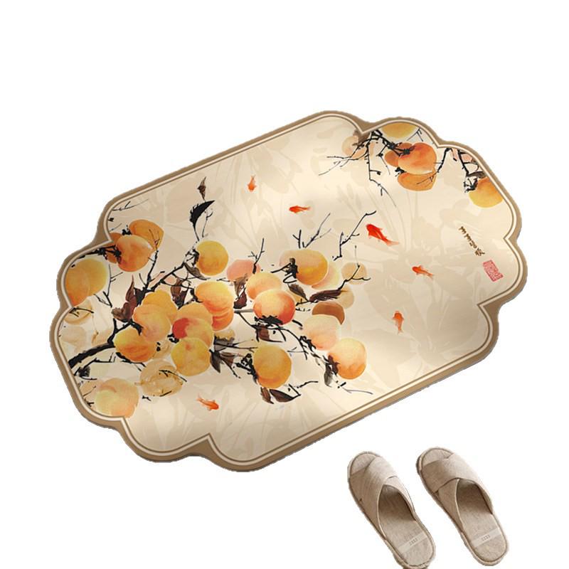 Chinese Style Anti-slip Diatom Mud Bath Mat - Waterproof, Absorbent, Dirt-resistant, Soft Footing for Bathroom & Entrance