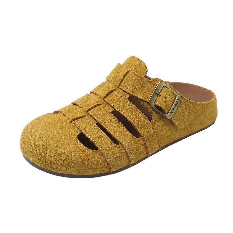 Retro Niche Hollow Bag Head Half Slippers Women's Outer Wear Lazy One Pedal Thick Sole Comfortable Ugly Cute Empty Boken Shoes