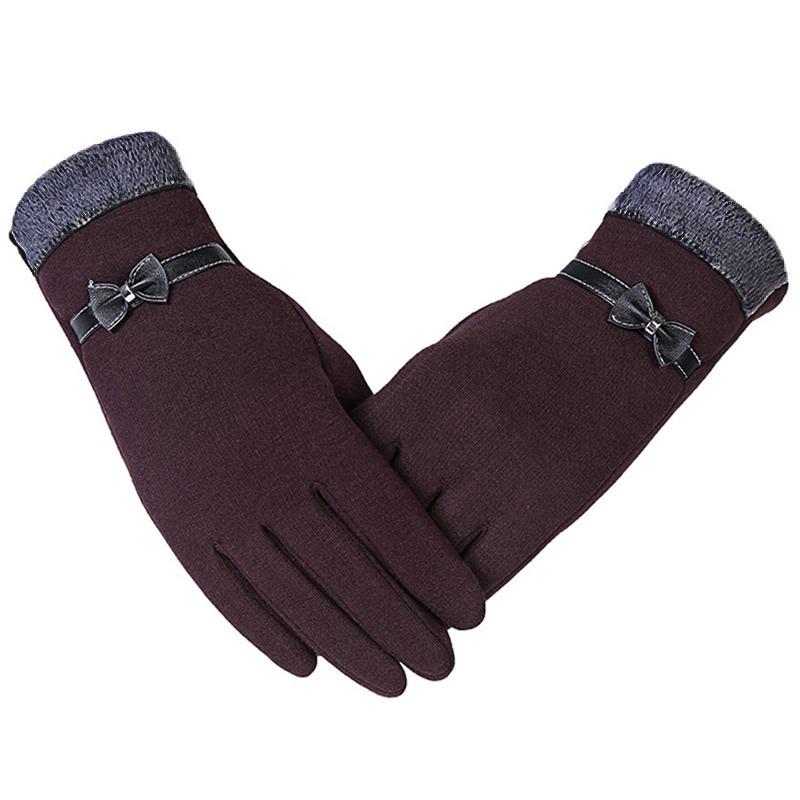 New Female Autumn Winter Warm Gloves Fleece Lined Thermal Full Finger Warm Gloves Women Cotton Touch Screen Gloves