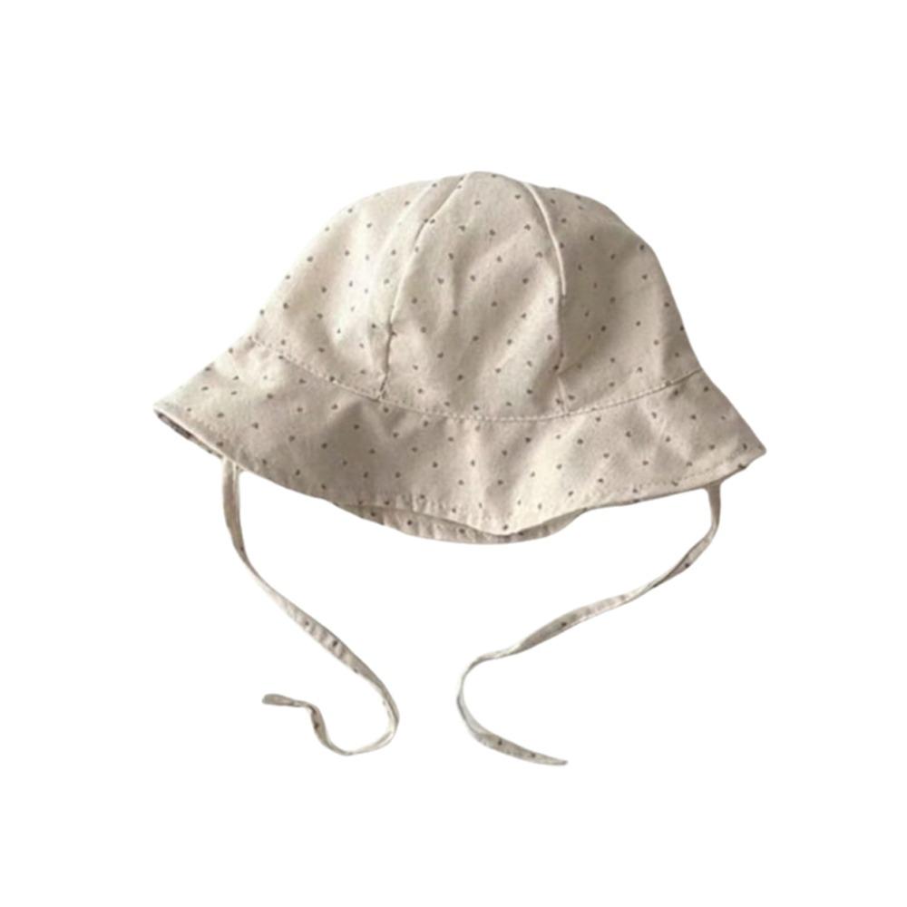 

Korean Style Baby Fisherman Cap Plaid/Stripe/Dot Print Kids Wide Brim Hat for Kids Boy Girl Khaki Heart