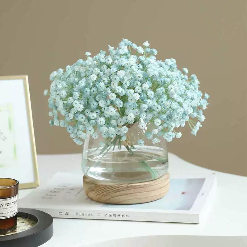 Soft Plastic Baby's Breath Artificial Flowers 22cm Real Touch Gypsophila Mini Bouquet for Wedding Home Decor, 1 Pack