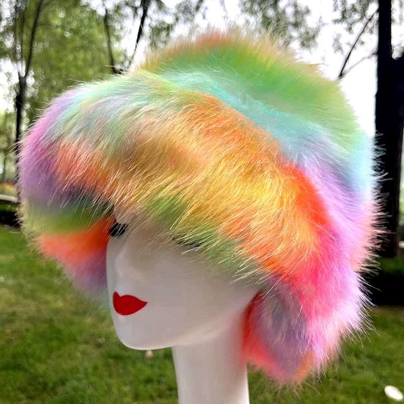 1PC Bucket Hat for Women Thick Plush Winter Faux Fur Fashion Fisherman Cap Furry Luxury