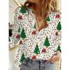 Christmas Women's Shirt Graphic Santa Claus Elegant Vintage Tropical Long Sleeve Shirt Collar Regular Tops Daily Holiday Winter