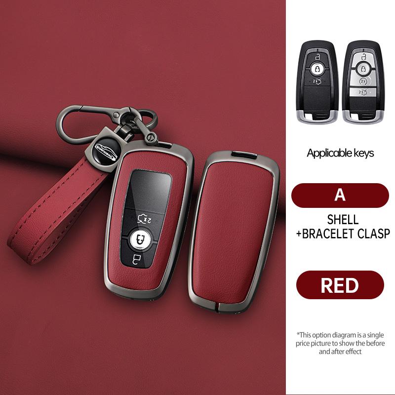 Zinc Alloy Genuine Leather Auto Key Fob Cover Case Fit For Lincoln Continental Navigator Z Mkz Mkc Mkx Nautilus Aviator Corsair