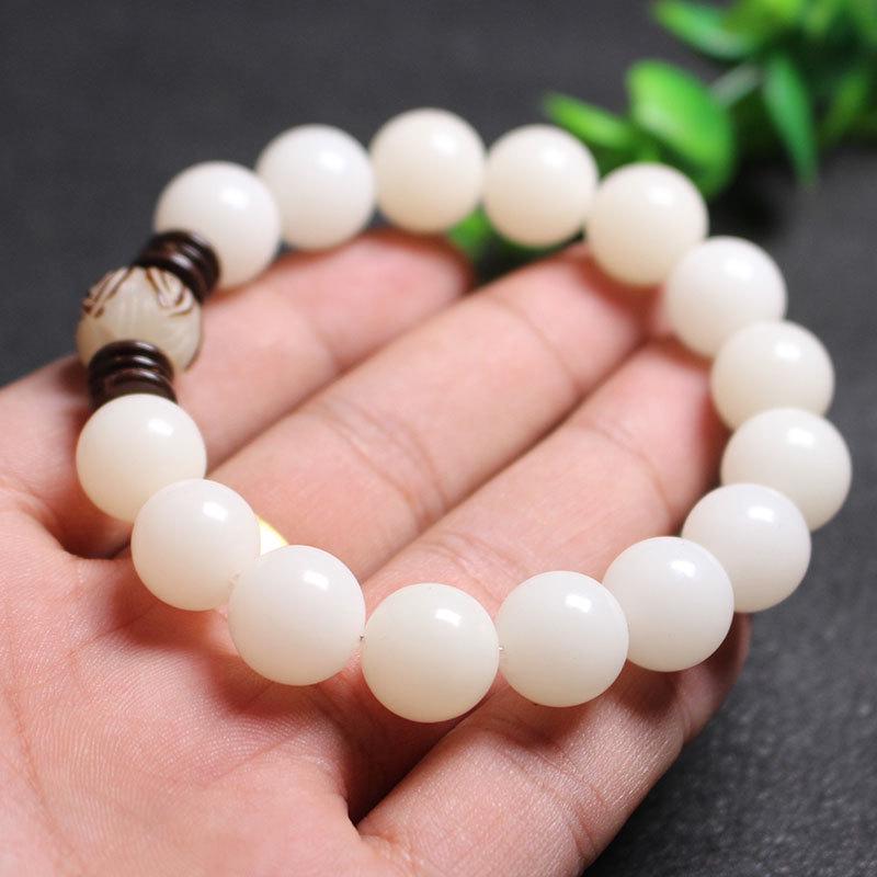 

Браслет из белого нефрита «Корень лотоса Бодхи»: Креативные буддийские бусины унисекс для пар