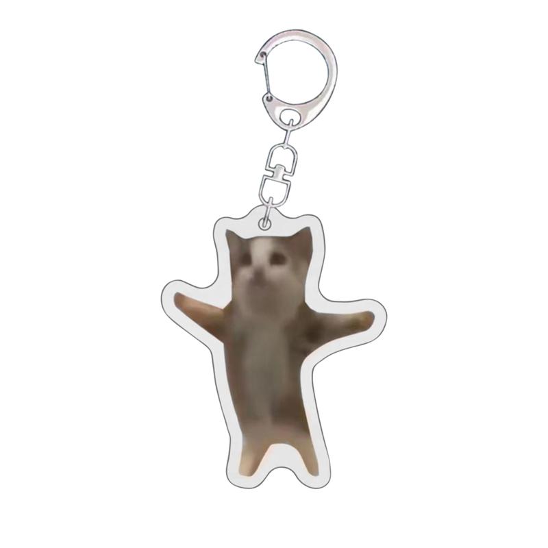 Happy Banana Cat Pendant Keychain Funny Resin Lanyard Small Link Chain Maxwell Cat Keychain Student Gift Bag Accessories Lanyard