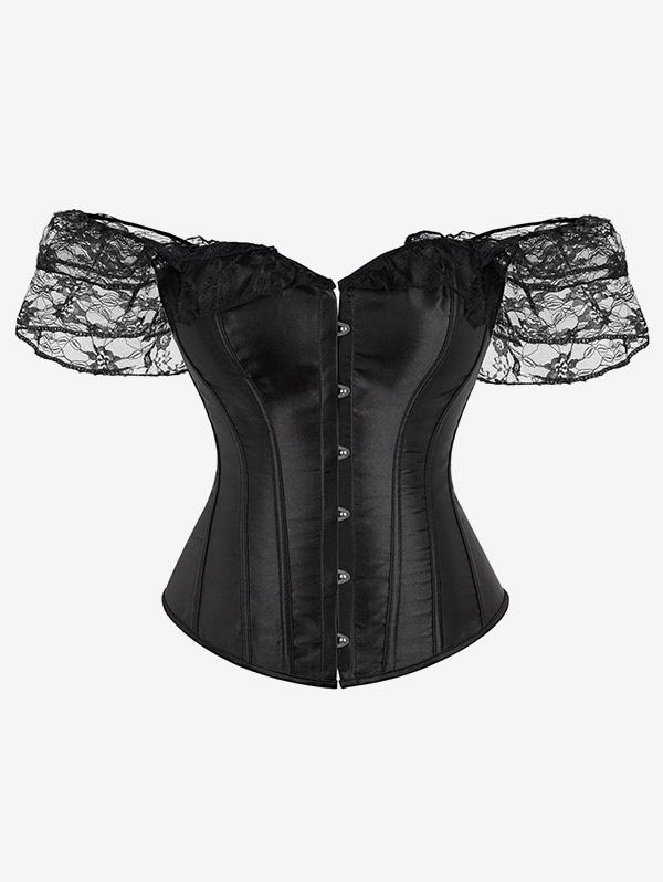 Rosegal Gothic Off The Shoulder Lace Panel Lace-up Boning Corset Top