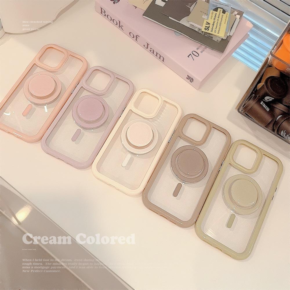 Simple Ins Solid Color Magnetic Bracket Iphone16 IPhone Case 15pro Max Suitable for 14 Acrylic 13