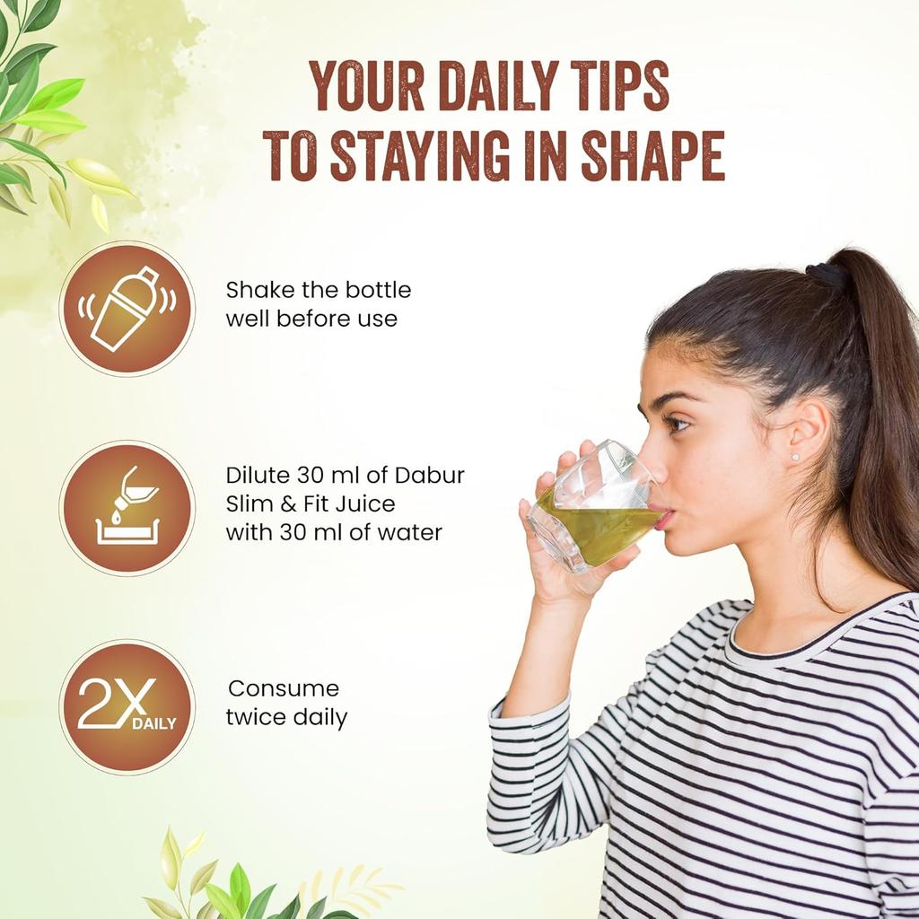 Dabur Slim & Fit Juice 1L Ayurvedic Herbal Drink No Added Sugar Metabolism Support Appetite Control & Wellness