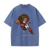 Funny Football Cartoon T-shirt Vintage Washed Oversized T Shirt Short Sleeve Cotton Tees Tops Men Women Clothing