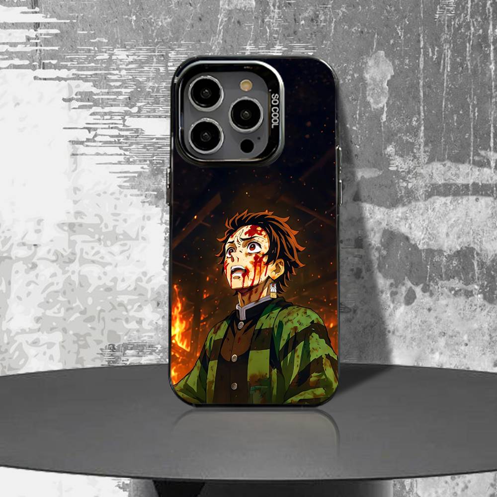 Kimetsu No Yaiba Infinity Castle Phone Case For iPhone 16,15,14,13,12,11,Pro,XS,Max,Plus,Mini,SE4,E Black Matte Shockproof Cover