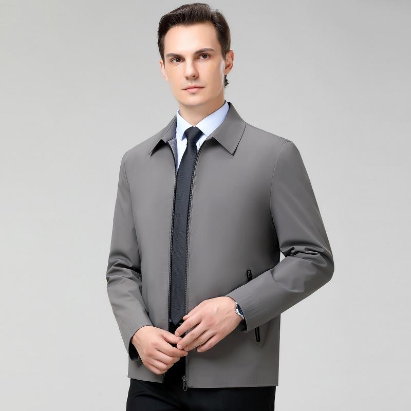 Autumn New Men's Stand-up Collar Milk Silk Jacket Men's Business Casual Jacket High-end Jacket Dad Wear