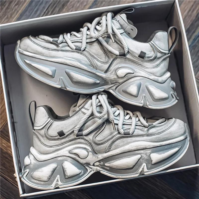 Fashion New Exquisite Men's Sneakers Youth Fashion Versatile Casual Shoes Thick Soled Height Increasing Breathable Running Shoes