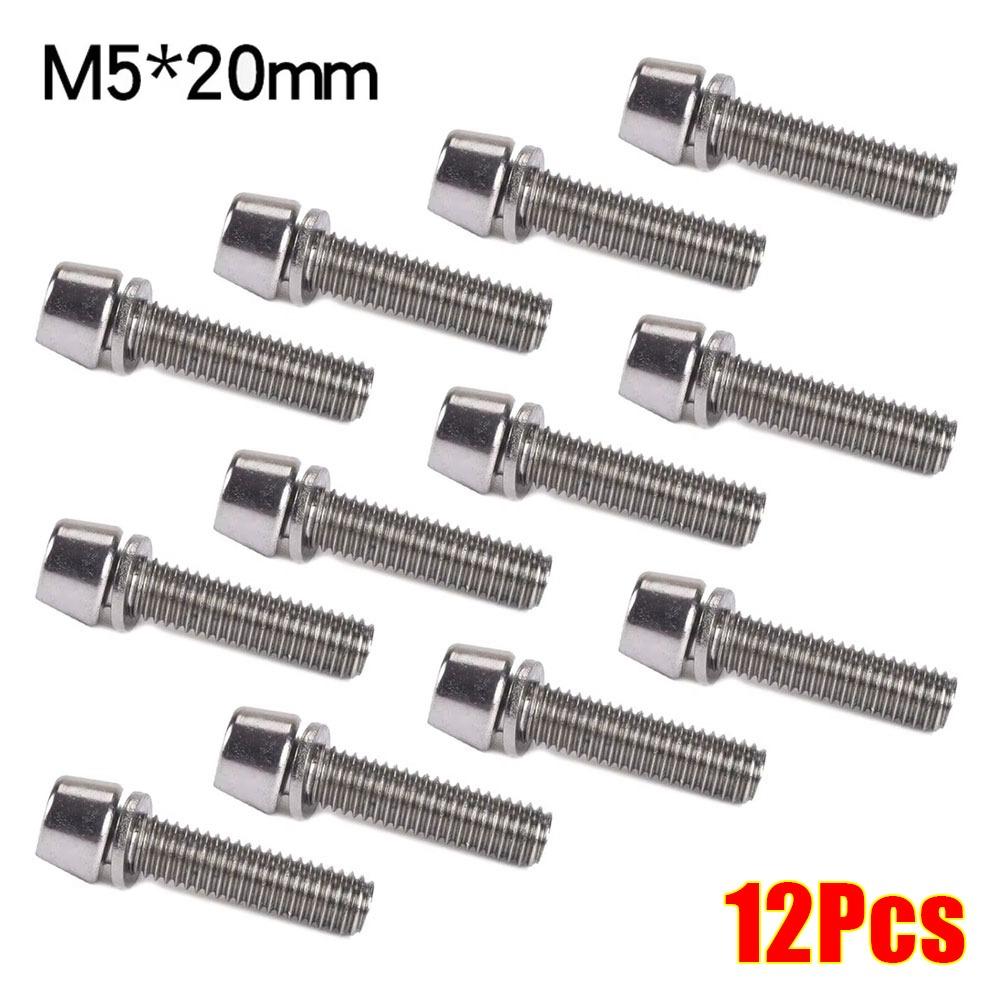

12Pcs Repair Accessory Bicycle Handlebar Screws Bike Cycle Parts Bike Stem Bolts Bike Stem Screws 12Pcs M5x20mm